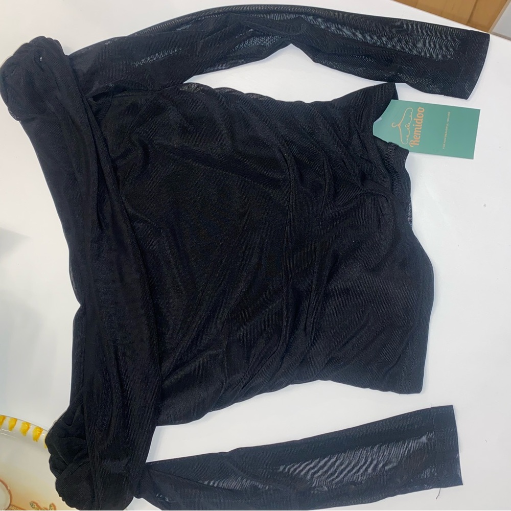 Long Sleeve Black Mesh top S